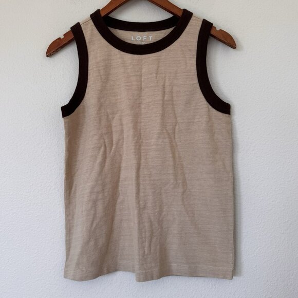 Loft tank top shirt brown Size Small 100% Cotton Thick Two Tone Tan - Picture 1 of 7